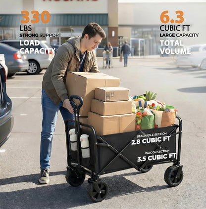 Heavy-Duty Collapsible Folding Wagon Cart – 330 LB Capacity