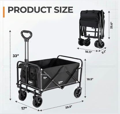Heavy-Duty Collapsible Folding Wagon Cart – 330 LB Capacity